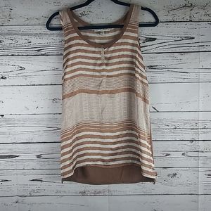 French Laundry tan and white striped tank medium
